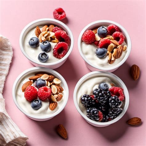 Plain Greek yogurt with berries is served in a small bowl as an evening snack.